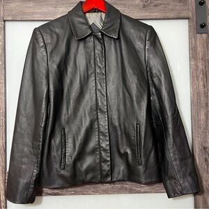 Valerie Stevens Sleek 100% Lamb Black Leather Jacket Classic Soft Medium